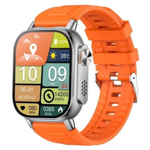 V5 2.01-inch HD Screen 1000mAh Massive Battery LED Flashlight Compass Voice Assistant bluetooth Call Heart Rate Blood Oxygen Monitor Sleep Monitoring Breathing Exercise SOS Multi-sport Modes IP68 Waterproof Smart Watch