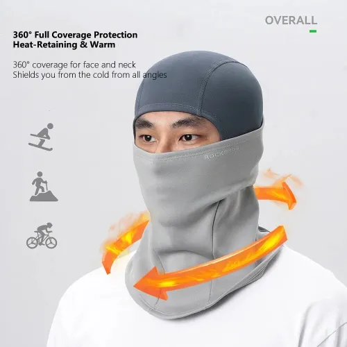ROCKBROWinter Colorblock Cycling Headgear Balaclava Warm Windproof Outdoor Sports Coldproof Full Face Mask Hat Headwear for Riding Skiing Fishing Camping