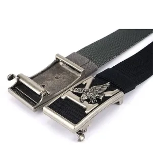 ENNI125cm Men's Tactical Nylon Belt Adjustable Luxury Eagle Metal Automatic Buckle Canvas Belts Casual Sports Belts