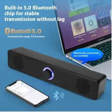 E3511 Wired bluetooth Speaker Desktop Computer Soundbar Dual 52mm Speakers Independent Volume Knob Adjustable USB Powered Speaker Soundbar