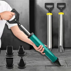 Stainless Steel Cement Grouting Gun Round Flat Nozzle Concrete Caulking Machine Reliable Construction Site Tool Multiple Nozzle Options
