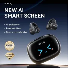 Sanag S3 Pro TWS bluetooth Headset AI Smart Screen Earphone LED Touch Screen 360 Stereo Bass DT6.0 AI Noise Cancelling 50H Playback Earclips Wireless Headphones
