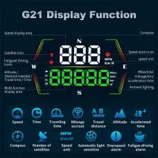 WEIYING G21 Car HUD GPS Head Up Display 360 Rotation Digital Speedometer Large Font Compass Time Overspeed Warning Customized