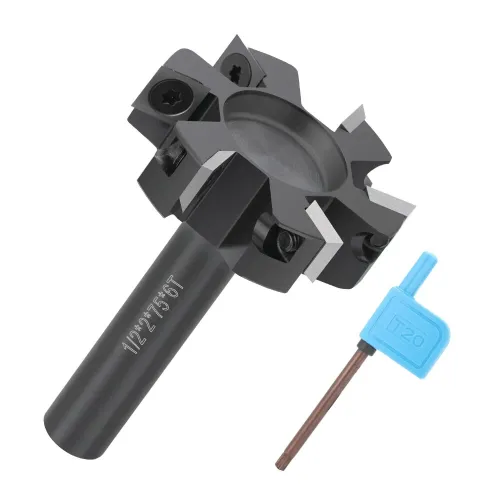 1/2 Inch Shank 6-Wing CNC Spoilboard Surfacing Router Bit Carbide Insert Slab Flattening Milling Cutter 2" Cutting Diameter for Wood Routers