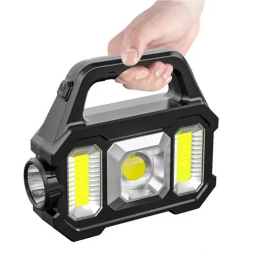 LED+COB/SMPortable Strong Camping Light USB Charging Solar LEHandheld Flashlight Multifunctional Power Display With Side Light for Mountaineering Hiking Work Torch