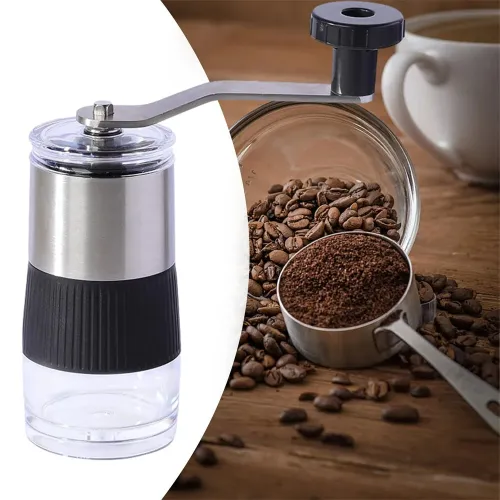 304 Stainless Steel Portable Manual Coffee Grinder Adjustable Coarseness and Fineness Hand-Crank Grinding Beans Machine