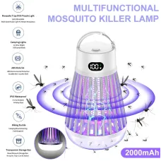 AGSIVO Cordless LED Digital Display Electric Mosquito Bug Zapper Mosquito Killing Lamp Fly Trap Camp Lamp with Rechargeable Battery for Indoor and Outdoor