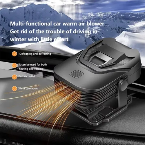 2-in-1 12V 200W Car Heater Defroster 360 Rotating Portable Windshield Heater Fast Frost/Fog Removal for All Vehicles