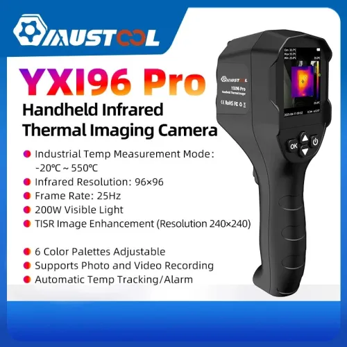 MUSTOOL YXI96 YXI96Pro Thermal Imaging Camera Infrared 240*240 Visible light Resolution 96x96 Temperature Range -20C to 550C TISR Technology Rechargeable Battery Photo Video Recording Handheld Thermal Inspection Device