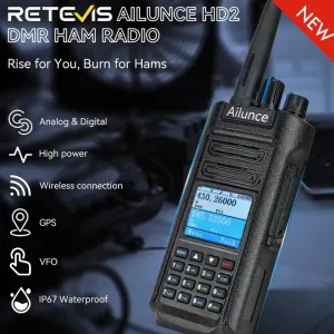Retevis Ailunce HD2 10W Walkie Talkie DMR Radio UHF VHF Ham Radio IP67 Waterproof Long Range DMR Digital Radio bluetooth Function