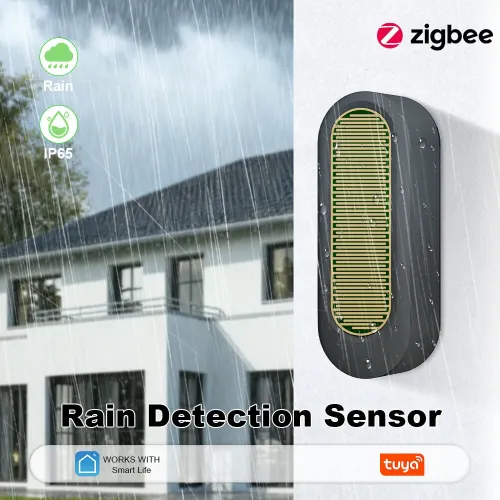 Tuya Zigbe Rain Sensor Tuya Smart IP65 Outdoor Waterproof Rain Detection Water Leak Sensor Real Time APP Monitoring Alert