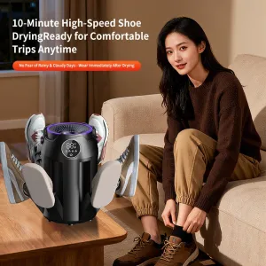 Tevorex Foldable 6-Slot Electric Shoe Dryer & Deodorizer, PTC Ceramic Heating with UV Light, Digital Timer, Portable Footwear Dryer for Shoes & Boots