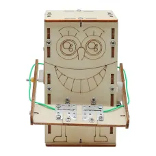 Wooden DIY Electric Powered Coin Eating Robot Puzzle Assembly Technology Small Production Creative Invention Mechanical Science Toy