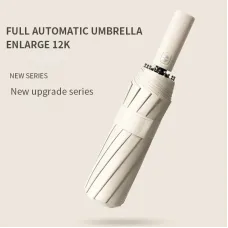 AGSIVO Travel Automatic Folding Umbrella 12 Ribs Reinforced Windproof UPF 50+ UV Protection Auto Open Close For Men and Women