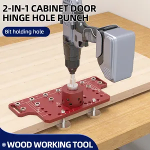 ENJOYWOOD Shelf Pin Jig Hinge Jig 2 in 1 Self-contained Clamping Function All Metal Shelf Pin Drilling Jig with 7 Drill Bits Shelf Jig and Cabinet Hardware Jig Tool Drill Guide