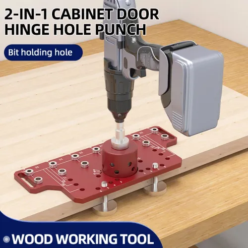 ENJOYWOOD Shelf Pin Jig Hinge Jig 2 in 1 Self-contained Clamping Function All Metal Shelf Pin Drilling Jig with 7 Drill Bits Shelf Jig and Cabinet Hardware Jig Tool Drill Guide