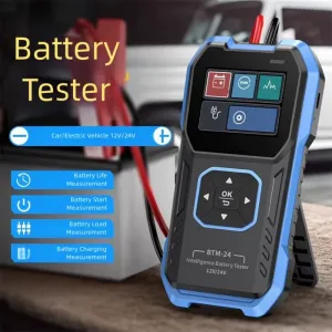FNIRSI BTM-24 Automotive Battery Tester 12V 24V High-Definition Color Screen Reverse Polarity Overvoltage Protection Comprehensive Battery Analysis Tool Advanced Safety Features