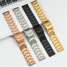 22mm Three-bead Trapezoidal Stainless Steel Watch Straps Smart Watch Band Replacement Strap