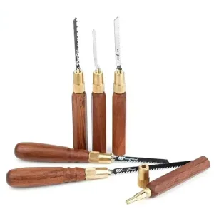 Woodworking Hand Saw Rosewood Handle High Carbon Steel Blades Brass Collet Interchangeable Blades Fine/Coarse Teeth for Precise Cuts Woodworking Tools