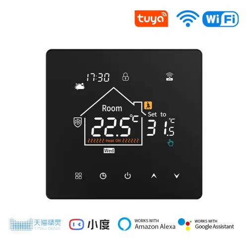 K7 Tuya Smart WiFi Thermostat with LCD Touch Screen for Electric/Water Heating Weekly Programmable Child Lock Voice Control with Alexa Google Home