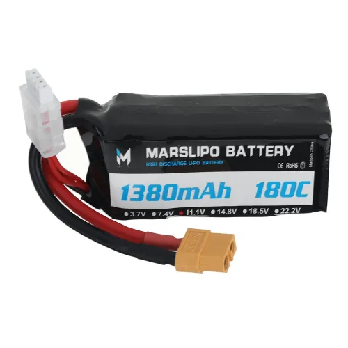 MARSLIPO 11.1V 1380mAh 180C 3S Lipo Battery XT60 Plug for RC Drones