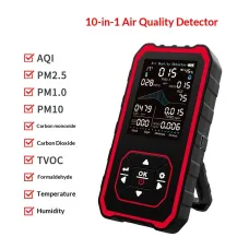 MT80 Air Quality Monitor 10-in-1 CO2 PM2.5 PM10 PM1.0 Formaldehyde TVOC Temperature Humidity Sensor Portable Rechargeable Type-C Compact Analyzer Accurate Measurements