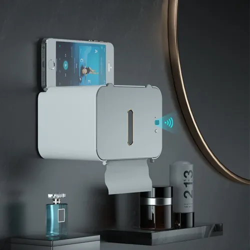 Smart Wall-Mounted Automatic Paper Dispenser Induction Toilet Paper Holder Shelf Automatic Paper Out Toilet Paper Shelf Wall Mounted Toilet Paper Dispenser Bathroom