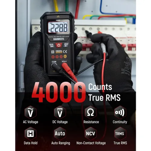 EU Direct KAIWEETS KM200s Digital Multimeter True RMS 4000 Counts Auto Ranging AC DC Voltage Tester Non Contact Voltage Detector Smart Measurement