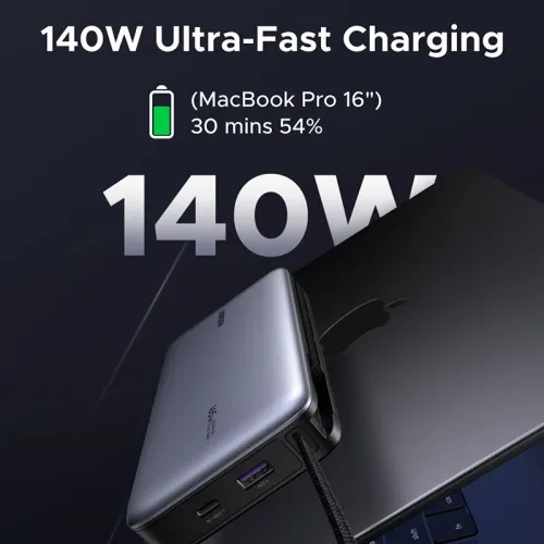 UGreen PB552 165W 90Wh 25000mAh Power Bank with Integrated Dual Type-C Cables External Battery Power Supply with 3 Inputs & 4 Outputs Support UFCS PPS PD QC SCP AFC FCP Fast Charging for iPhone 17 17 Pro 16 Pro Max 15 14 for Xiaomi 17pro for OPPO Reno
