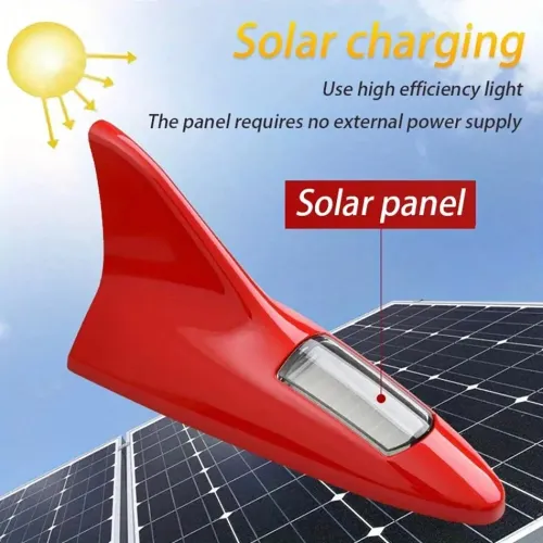 Solar Shark Fin Decorative Light for Car Tail Brake LED Flashing Light for Car Roof Car Decorative Lights Solar Shark Fin Antenna Roof Tail Modified Lights