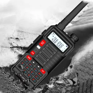 BAOFENG BF-UV10R Plus 10W 4800mAh UV Dual Band Two-way Handheld Radio Black Walkie Talkie 128 Channels LED Flashlight USB Rechargeable Outdoor Hiking Intercom