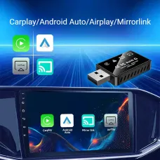 LAESD Q1BP 4-in-1 Wireless CarPlay Android Auto MirrorLink AirPIay Adapter Convert Wired to Wireless USB Plug and Play BT5.0