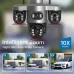 15MP HD V380 Pro Solar Powered PTZ Camera Three Lens Auto Tracking 10X Zoom Color Night Vision IP66 Wireless Outdoor Security Camera