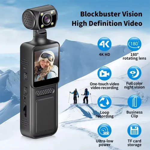 M12 Mini Portable 4K HD Handheld Pocket Camera Wifi 1.3 inch IPS Screen 180 Rotating Camera Wearable Night Vision Outdoor Sports Camera