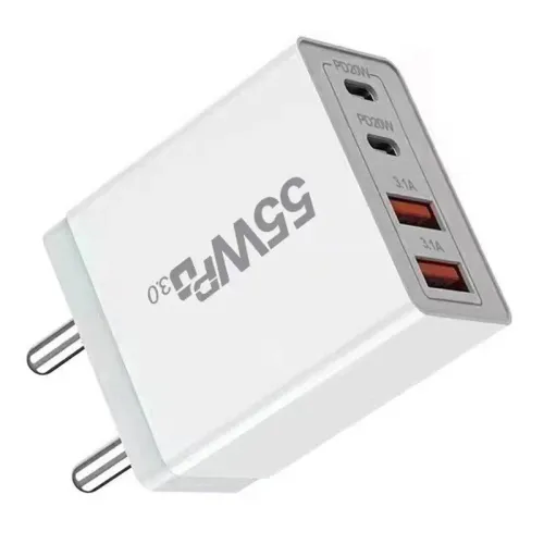 55W 4-Port USB PD Charger 2USB-A+2USB-C PD QC PPS Fast Charging Wall Charger Adapter EU Plug US Plug for iPhone 16 16 Pro 15 14 13 Pro Max for Xiaomi 15pro for Huawei Mate XT for Samsung Galaxy Z Flip6