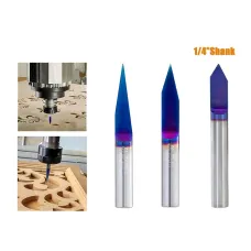 1/4 Inch Shank V Groove CNC Router Bit YK20 Tungsten Carbide 15 30 60 Angles for Wood Acrylic Aluminum Engraving Carving Tools