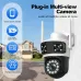Guudgo 6MP Ultra HD WIFI IP Camera Triple Lens Full Color Night Vision Waterproof 355 Pan Tilt Two Way Audio Mobile App Control Outdoor Security Camera