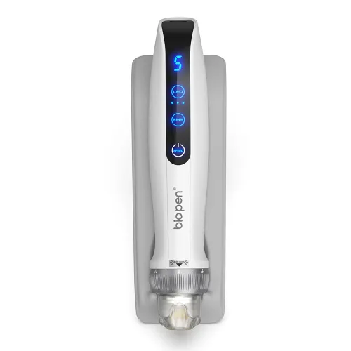 biopen Q2 Microneedling and EMS Device LED Light Therapy 5 Speed Adjustable Wireless with Smart Induction Base 25 Pins 700mAh Battery