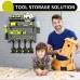 4 Layers Heavy Duty Iron Tool Storage Rack Wall Mount Organizer Battery Charging Station Drill Slots Easy Installation for Garage Workshop