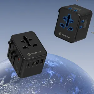 Wontravel WT-605S Universal Travel Adapter with GaN 45W Fast Charging 3AC/3 USB-C/2 USB-A 2500W Max Power All-in-One Worldwide Converter Plug for 200+ Countries