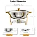 Warmounts Chafing Dish Buffet Set, 5Q2/4 Pack Gold Accent Stainless Steel Chafers and Buffet Warmers Sets with Lid & Lid Holder for Parties Catering Events Weddings Banquets