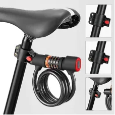 XANEBicycle Steel Cable Lock 5 Digit Password High Security with Taillight Thicken Anti-Theft Safety Lock Motorcycle MTB Road Bike Accessories