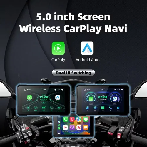 5.0 inch Wireless CarPlay Moto Android Auto Portable Digital GPS Moto Navigation Motorcycle Dashboard Display Screen TPMS
