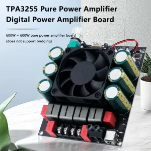 ZK-6002 600W 2 Channel Stereo Audio Amplifier Board High Power Class H Amp TPA3255 Chips Low Distortion Wide Voltage