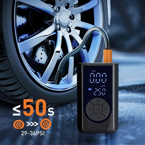 Portable Cordless Electric Air Compressor Pump with LED Emergency Light USB Rechargeable Fits for Car Tires Bicycles and Sports Balls