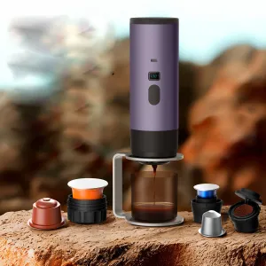 Comfook Portable Capsule Coffee Machine Support Capsules & Powder Brewing Coffee Maker with Digital Display 7800mAh Battery