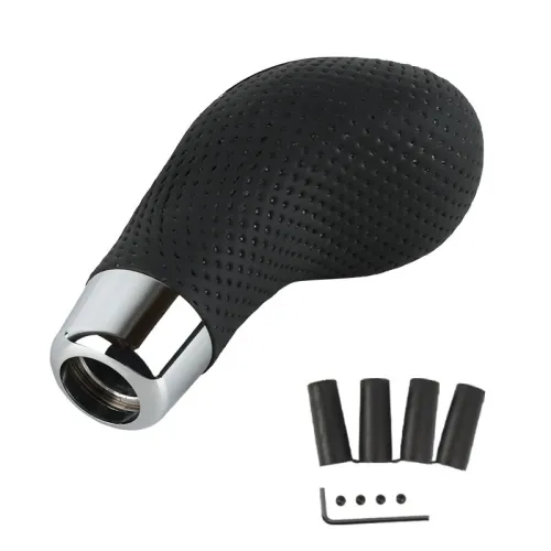 5-Speed Leather Car Universal Modified Gear Head Ball Head Black Punching Type
