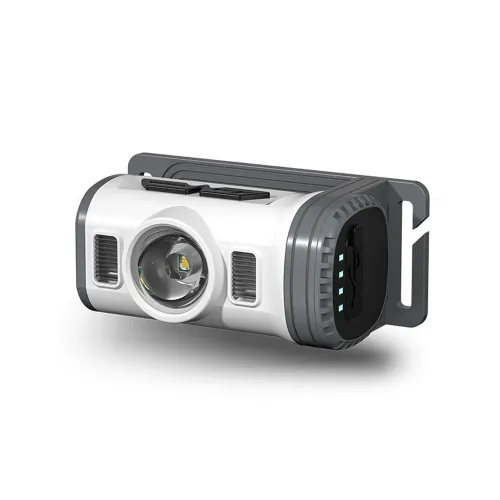 Motion Sensor Smart LEHeadlamp Rechargeable Flashlight Red and Blue Warning Headlight Portable Clip-on Cap Light with 8 Lighting Modes for Outdoor Camping Hiking Fishing Running