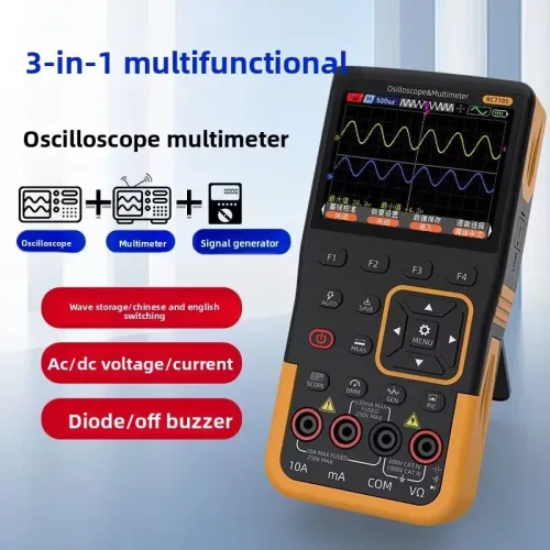 RC7105 3-in-1 Oscilloscope Multimeter Signal Generator Portable Device High Precision 5V Rechargeable 3000mAh Battery LCD Screen Waveform Storage Compact Tool