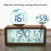 LED Wooden Digital Alarm Clock Multifunctional Large Screen Date Temperature Humidity Backlight 12/24 Hour Snooze Table Clock